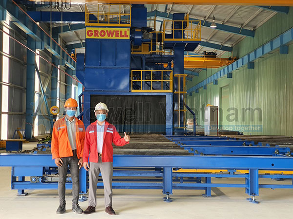 Máy phun bi tự động Growell tại nhà máy Khách hàng Vũng Tàu