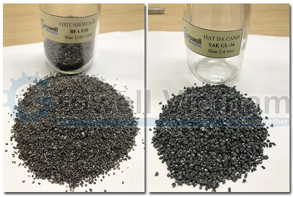 Steel grit and aluminum oxide for sandblasting