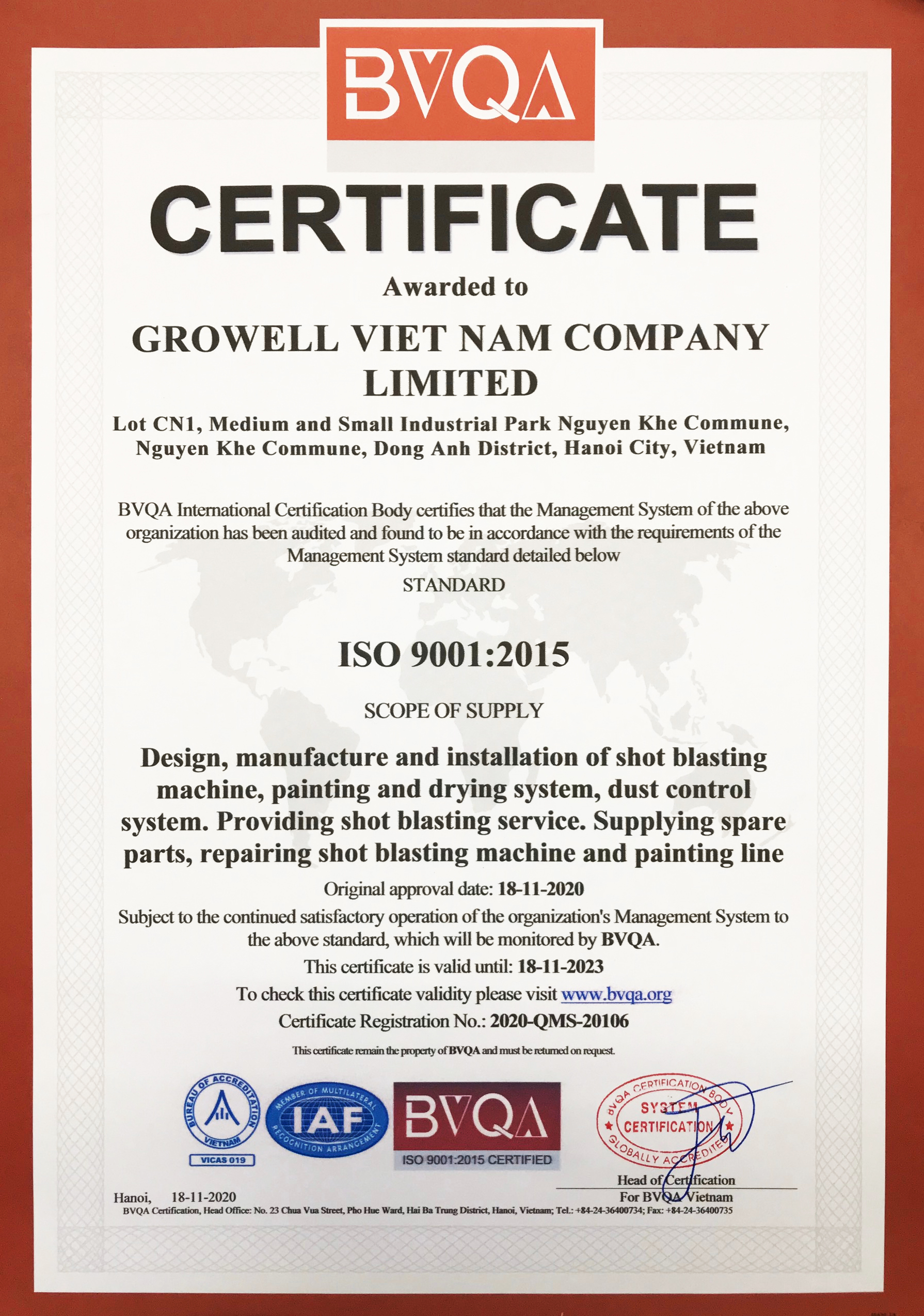 ISO 9001-2015 GROWELL VN