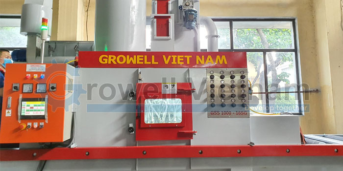 Máy phun cát tạo nhám nhôm trước khi anode GSS-1000-16SG do Growell Việt Nam sản xuất