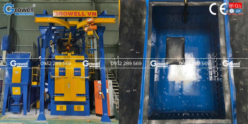 Máy phun bi thùng đảo Máy phun bi thùng đảo