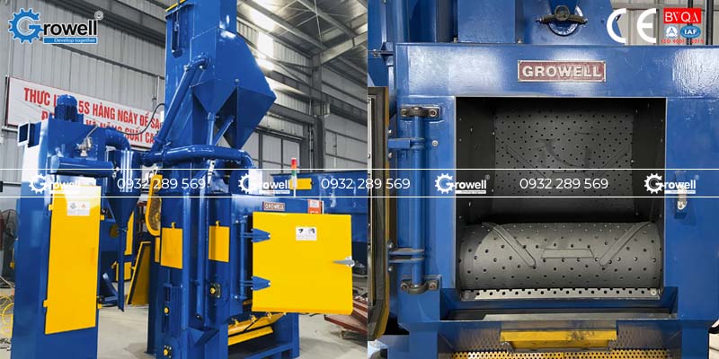 Máy phun bi thùng đảo Máy phun bi thùng đảo