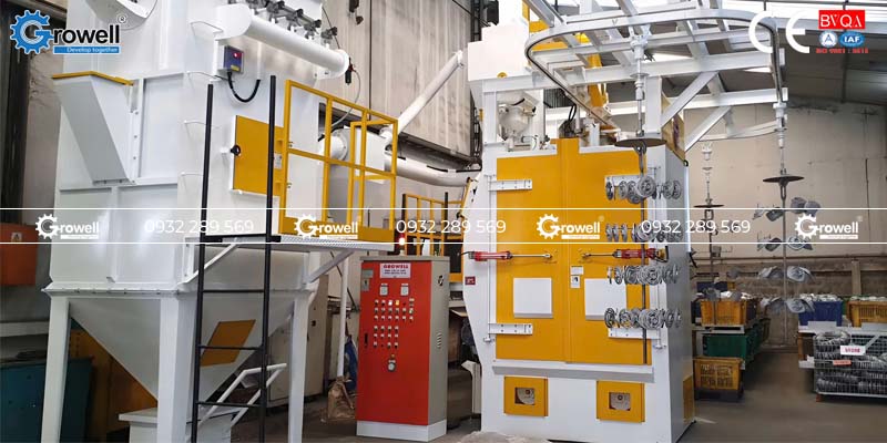 Máy phun bi thùng đảo Máy phun bi thùng đảo