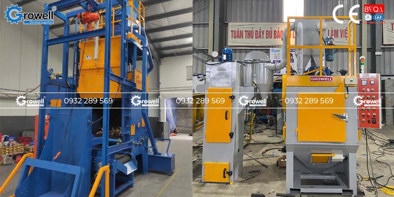 Máy phun bi thùng đảo Máy phun bi thùng đảo