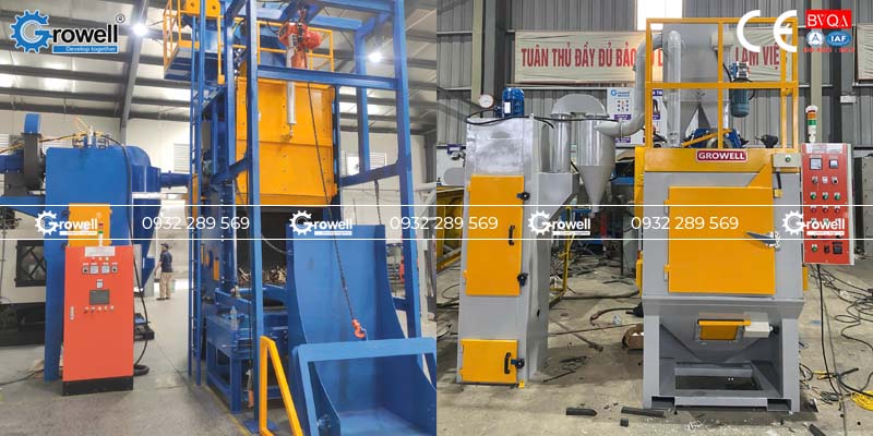 Máy phun bi thùng quay Máy phun bi thùng quay