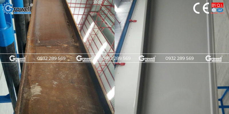 Máy phun bi làm sạch dầm thép Máy phun bi làm sạch dầm thép