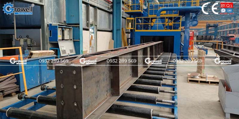 Máy phun bi làm sạch dầm thép Máy phun bi làm sạch dầm thép