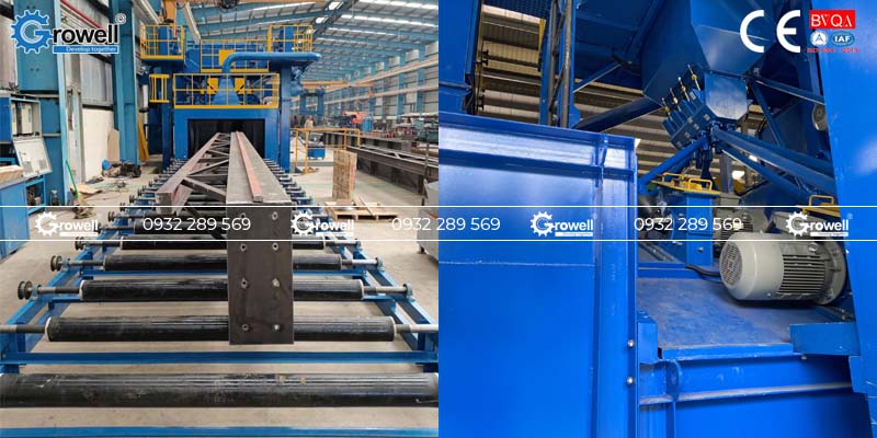 Máy phun bi tấm thép Máy phun bi tấm thép