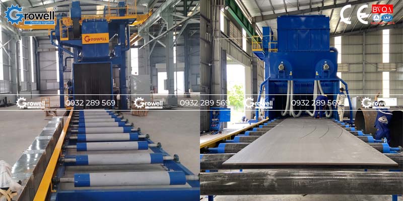 Máy phun bi tấm thép Máy phun bi tấm thép