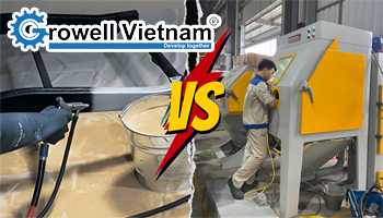 So sánh máy phun cát tự chế và máy phun cát công nghiệp