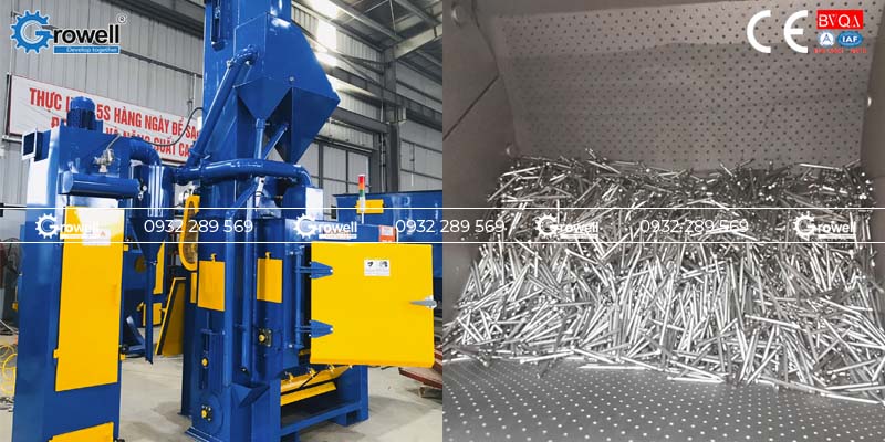 Cấu tạo máy phun bi thùng đảo