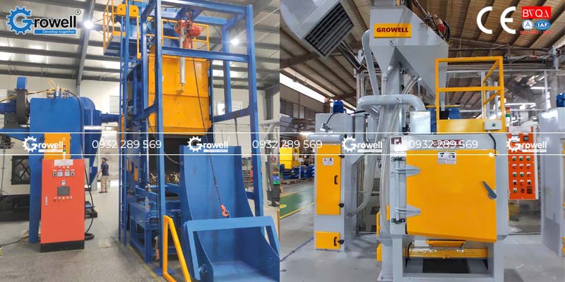 Cấu tạo máy phun bi thùng đảo