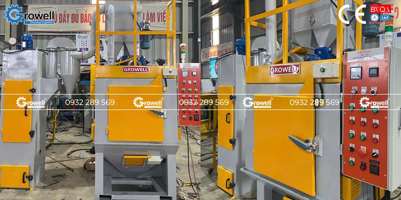 Cấu tạo máy phun bi thùng đảo