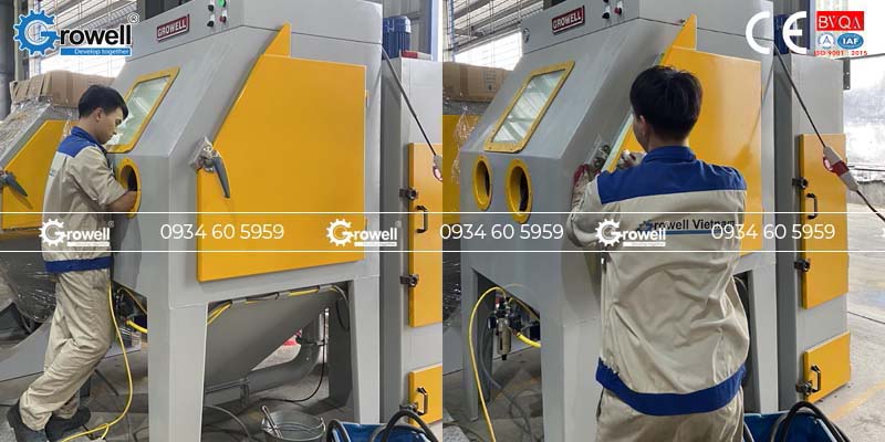 Vận hành máy phun cát Vận hành máy phun cát