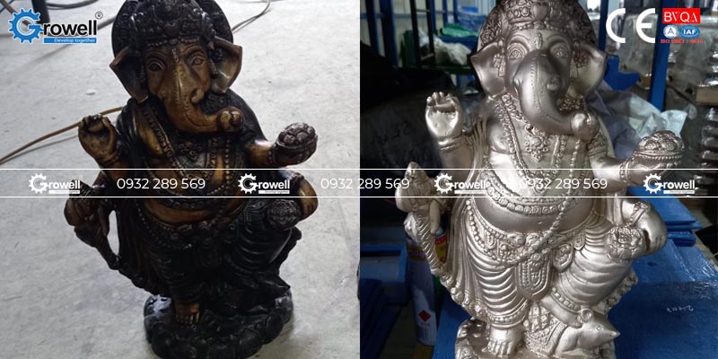 Phun bi làm sạch tượng đồng