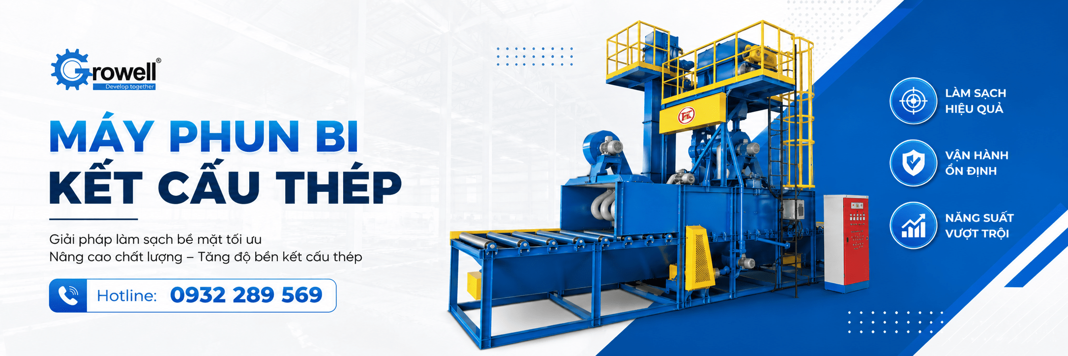 Máy phun bi kết cấu thép Growell